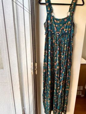Natural Life Teal Floral Maxi Dress -Medium
